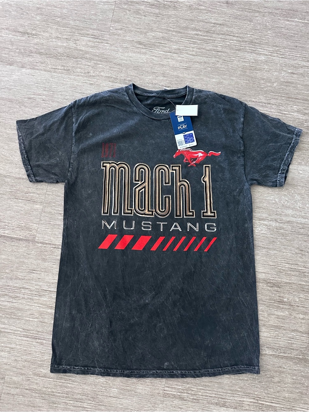 Ford Mustang 1971 Mach 1 Mineral Wash Graphic Tee Black - Size Medium - Picture 2 of 2